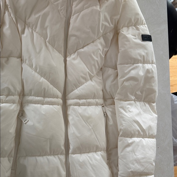 DKNY Cream Hooded Puffer Coat - Picture 4 of 16